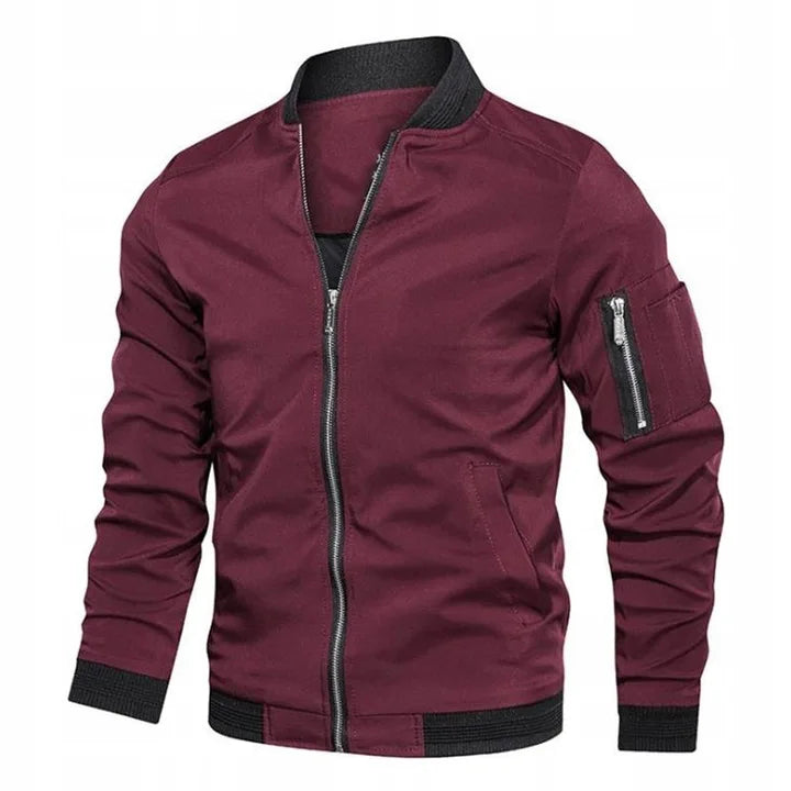 Herren Leichte Bomberjacke mit Reißverschluss und Elastischen Bündchen | Ideal für Frühling und Herbst