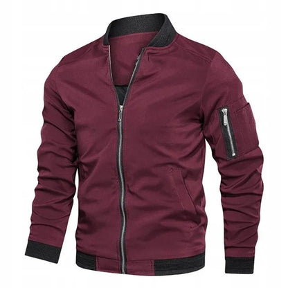 Herren Leichte Bomberjacke mit Reißverschluss und Elastischen Bündchen | Ideal für Frühling und Herbst