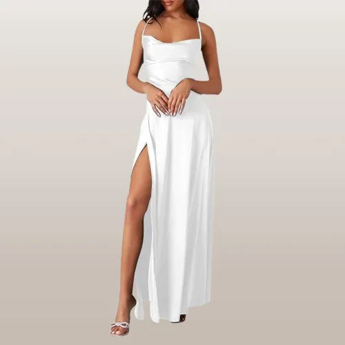 Ärmelloses Seiden-Maxikleid mit Fließendem Design | Ideal für Frühling und Sommer