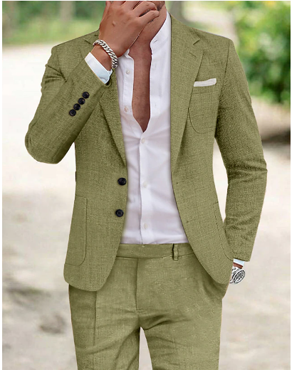 Herrenanzug aus Leinenmischung mit Einreiherjacke Ideal für Frühling und Sommer