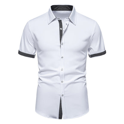 Herren Kurzarm-Hemd mit Polka-Dot-Muster und Knopfleiste Ideal für Frühling und Sommer