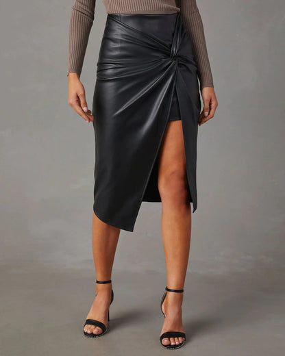 Damen Leder Hüftrock mit Seitlichem Schlitz | Ideal für Alle Jahreszeiten