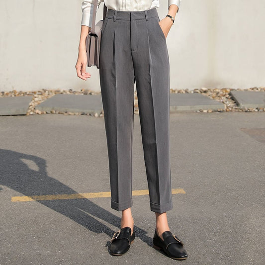 Hochtaillierte Faltenhose mit Karottenbein | Ideal für Alle Jahreszeiten