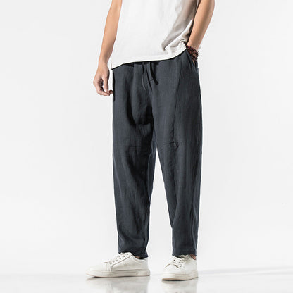 Herren Dünne Leinen 3/4 Weite Hose I Ideal für Sommer