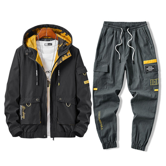 Zweiteiliges Herren-Set mit Arbeitsjacke und Utility-Hose Ideal für Frühling und Herbst