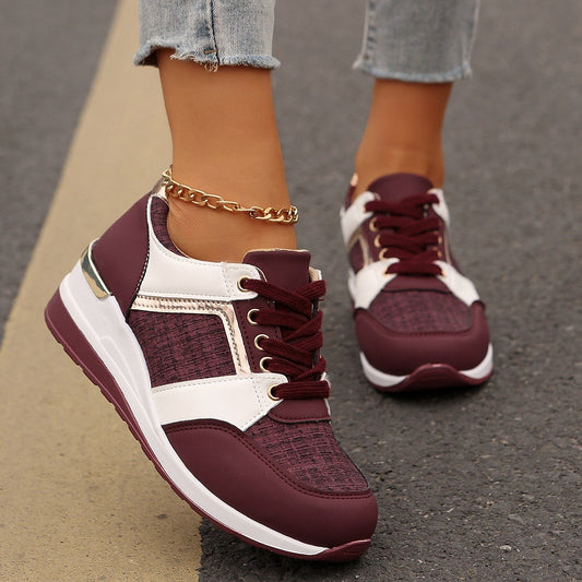Colorblock Schnürsneaker mit dicker Sohle und PU-Obermaterial | Ideal für alle Jahreszeiten
