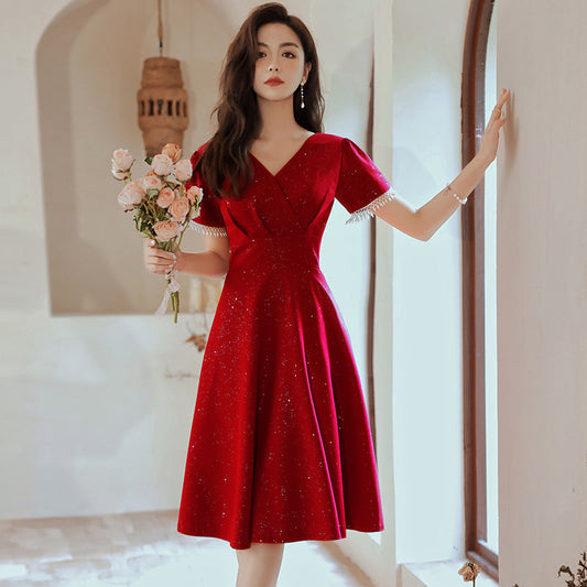 Elegantes Weinrotes Abendkleid | Ideal für Herbst und Winter