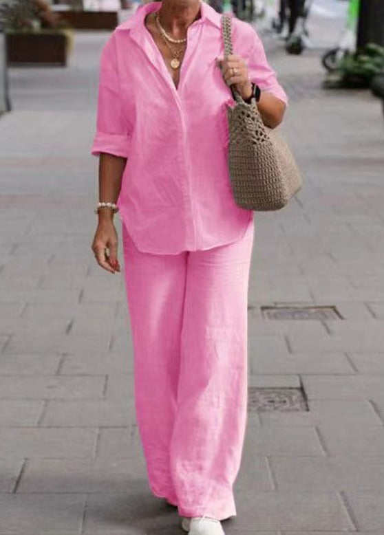 Set aus Langarmshirt und Hose mit weitem Bein