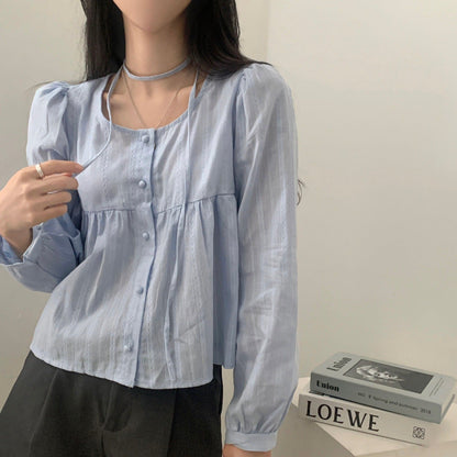 Damen Einreihiges Langarm Baumwollhemd mit Schleifen-Design | Ideal für Alle Jahreszeiten