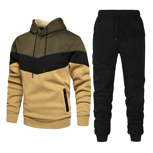 Herren-Sportanzug Zweiteiliges Set mit Patchwork-Hoodie und Hose Ideal für Frühling und Herbst