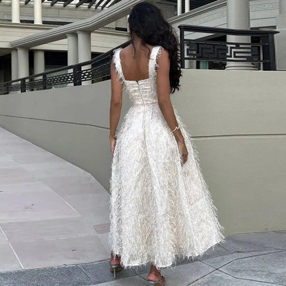 Ärmelloses Quasten Schnürkleid in Mid-Länge | Ideal für Frühling und Sommer