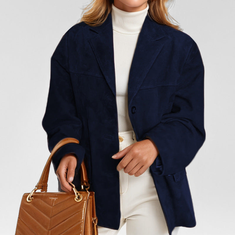 Taillierter Damen-Lederblazer mit Knopfverschluss | Ideal für Frühling und Herbst