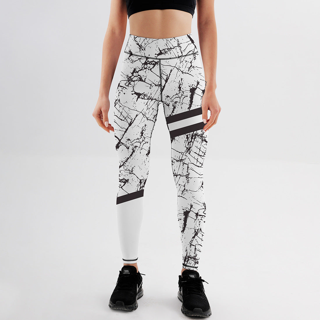 Schwarz-Weiß Marmor Print Yoga Leggings I Ideal für alle Jahreszeiten