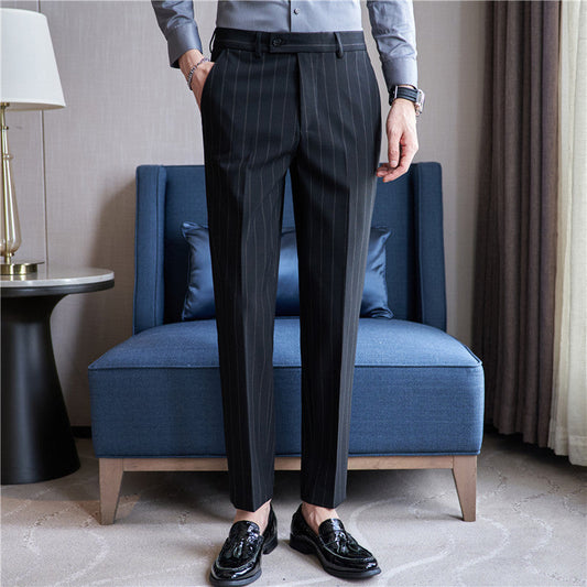 Herren Gestreifte Stretch-Anzughose | Ideal für den Herbst