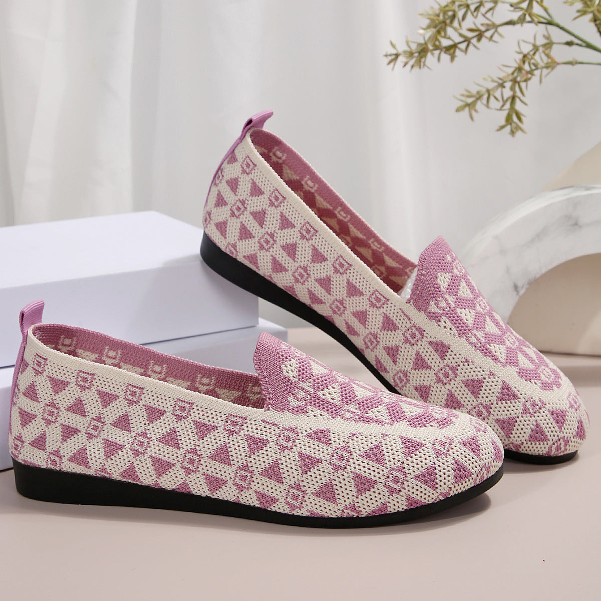 Atmungsaktive Gestrickte Flache Schuhe mit Rundspitze | Ideal für den Sommer