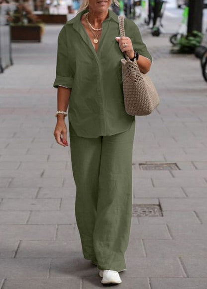 Set aus Langarmshirt und Hose mit weitem Bein