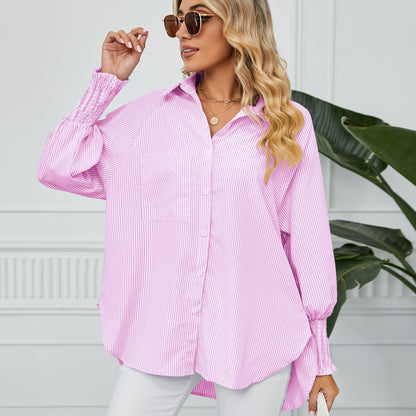 Faltenmanschetten Streifen Langarmshirt | Ideal für Frühling und Herbst