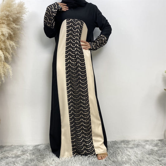 Spitzen Patchwork Langarm Chiffon Kleid | Ideal für Frühling und Herbst