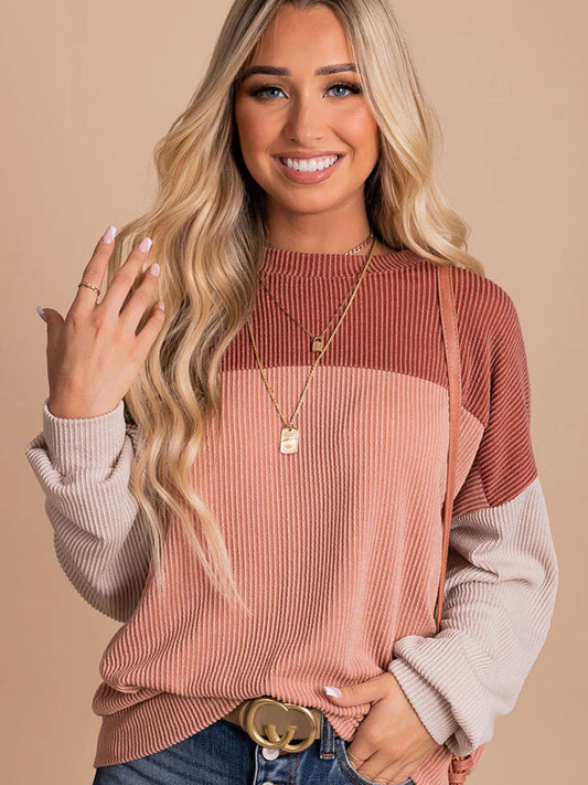 Damenpullover mit Kontrastfarben und Langarm | Ideal für Frühling und Herbst