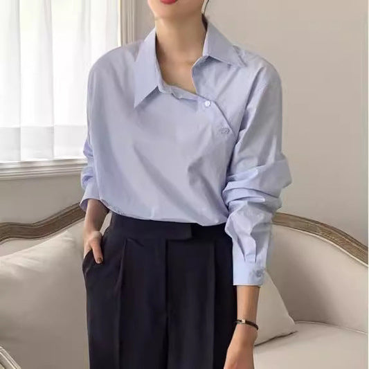 Damen Lockeres Langarm-Shirt aus Baumwolle mit Knopfleiste | Ideal für Alle Jahreszeiten