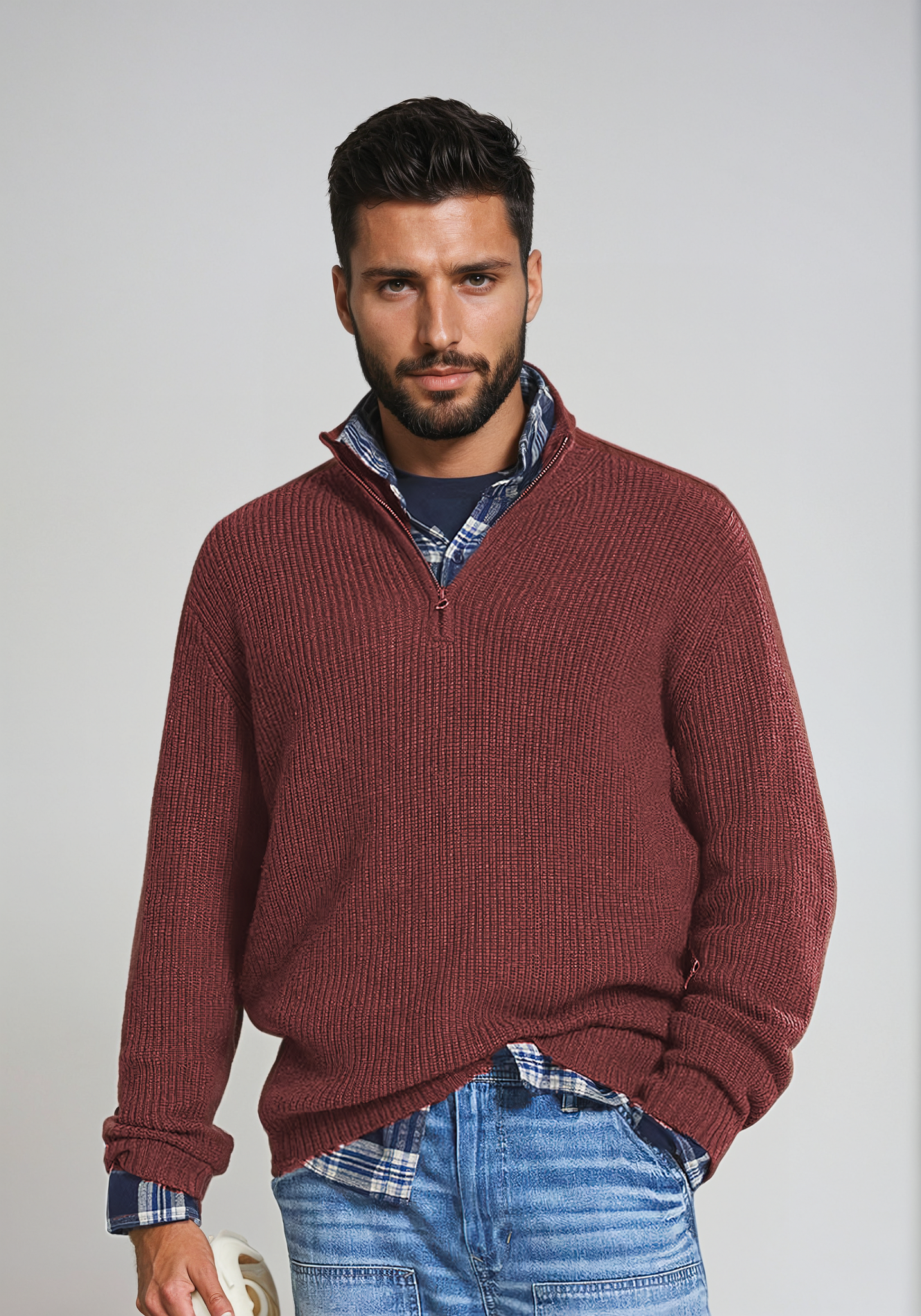 Strickpullover mit Reißverschluss für Herren | Ideal für Herbst und Winter