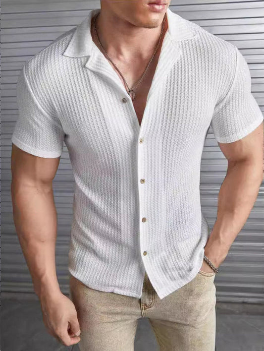 Herren Slim Fit Waffel-T-Shirt mit kurzen Ärmeln Ideal für den Sommer