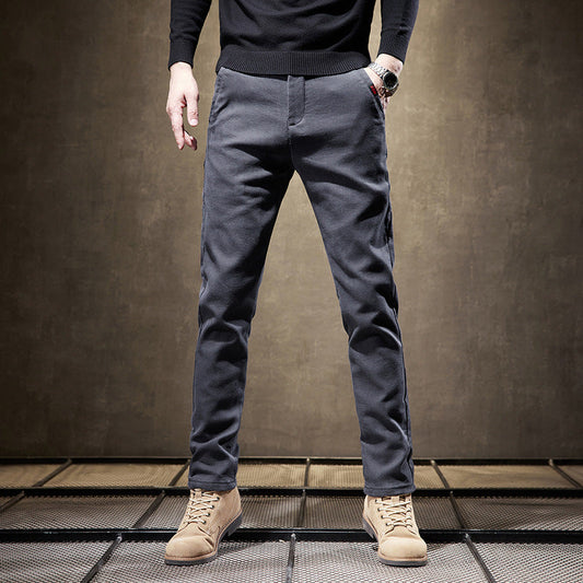 Herren Businesshose mit Schlanker Passform und Geradem Bein aus Dickem Stoff | Ideal für Herbst und Winter