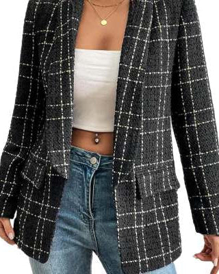 Karo Slim Fit Blazer mit Langärmeln und Knopfverschluss | Ideal für Frühling und Herbst