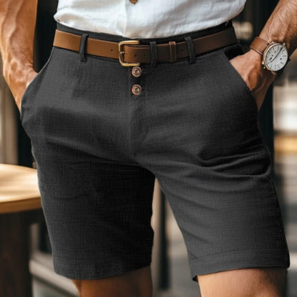 Herren Leinen Einfarbige Button-Shorts | Ideal für den Sommer