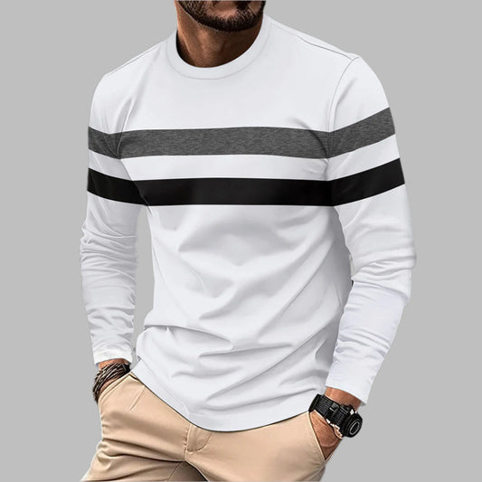 Herren Langarmshirt mit Rundhalsausschnitt und Farbblockdesign | Ideal für Winter Frühling und Herbst