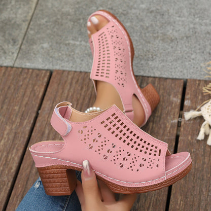 Offene Zehen Hohle Sandalen mit Klettverschluss | Ideal für den Sommer