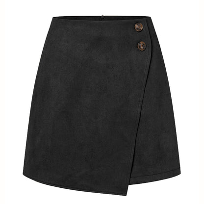 Chice Suede High-Waist Asymmetrische Kurzrock | Ideal für Herbst und Winter