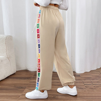 Frauen Hoch Taillierte Gestreifte Sweatpants mit Naht | Ideal für Alle Jahreszeiten