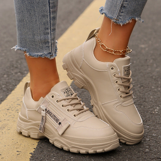 Schnürsneaker mit Seitlichem Reißverschluss und dicker Sohle | Ideal für alle Jahreszeiten