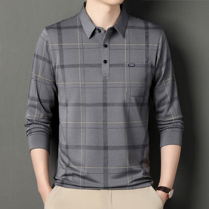 Herren Gestreiftes Polo-Kragen Langarm T-Shirt | Ideal für Herbst