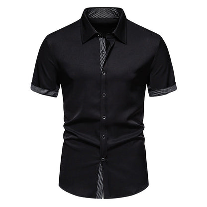 Herren Kurzarm-Hemd mit Polka-Dot-Muster und Knopfleiste Ideal für Frühling und Sommer