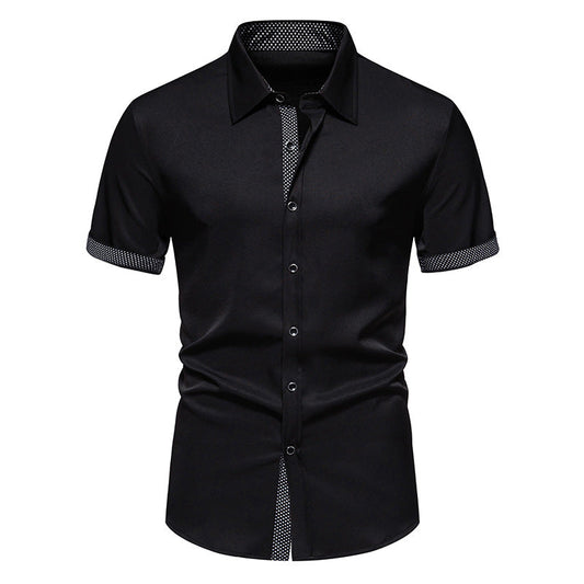 Herren Kurzarm-Hemd mit Polka-Dot-Muster und Knopfleiste Ideal für Frühling und Sommer