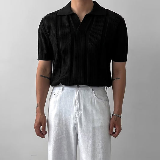 Herren Strick-Mesh Kurzarm Polo-Shirt | Ideal für den Sommer