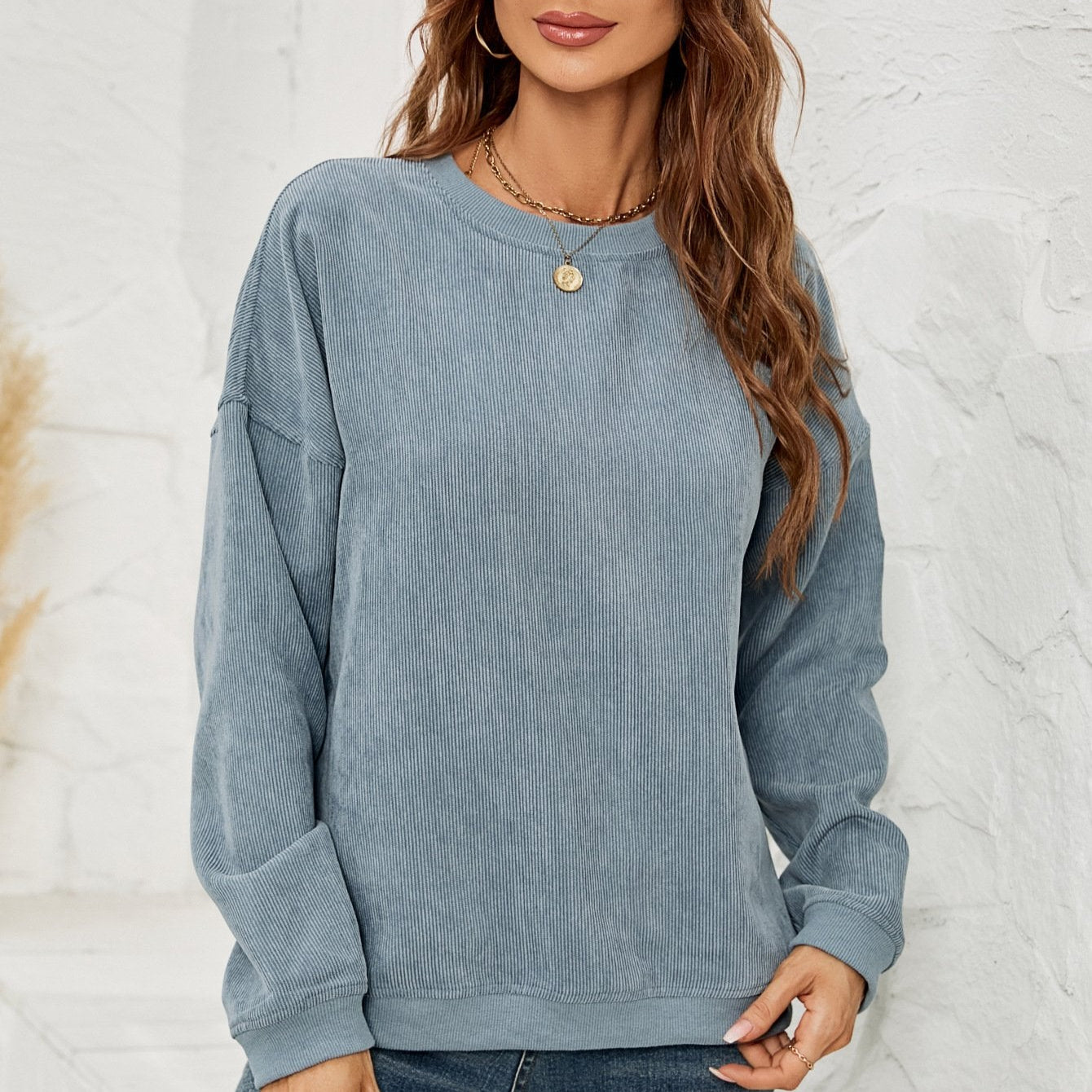 Cord Pullover-Sweatshirt mit langen Ärmeln | Ideal für Frühling und Herbst