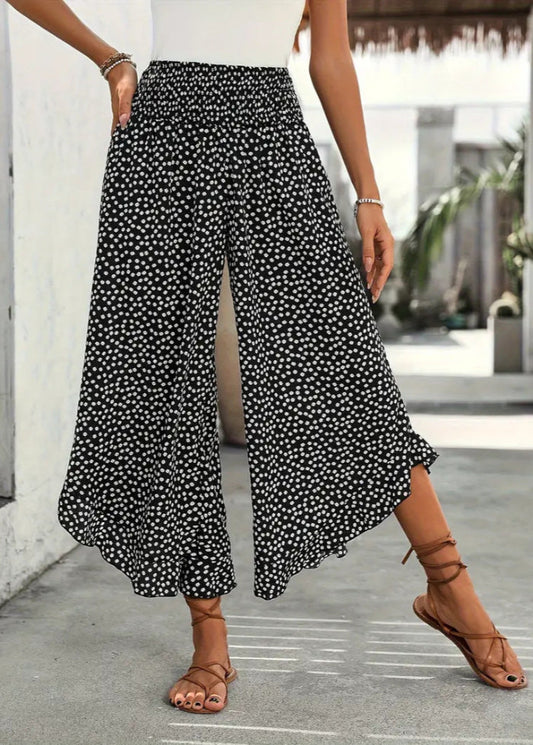 Polka-Dot Weite-Hosen mit Hoher Taille | Ideal für Frühling & Sommer