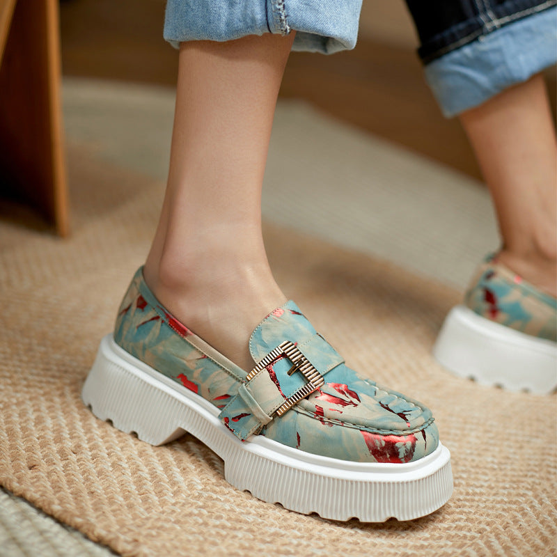 Plateau-Lederschuhe mit Hohldesign und Schnalle | Ideal für Frühling und Herbst