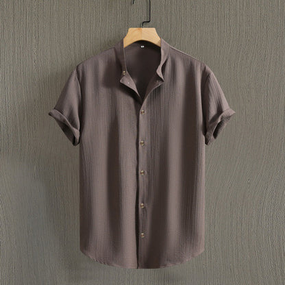 Herren Uni-Farbenes Stehkragen Kurzarm-Shirt Ideal für den Sommer