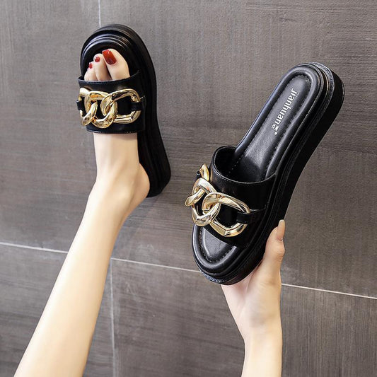 Mikrofaser Platform Flip-Flops mit Rundem Zeh | Ideal für den Sommer