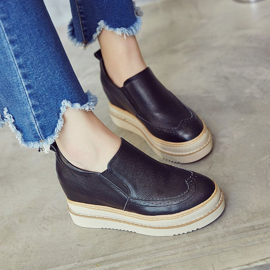 Leder-Plattform-Wedge-Sneaker mit Internem Höheneffekt | Ideal für Alle Jahreszeiten