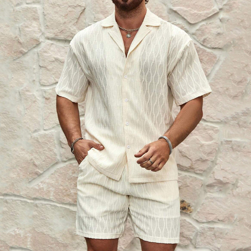 Herren-Sommer-Freizeit-Set mit Kurzarmhemd und passenden Shorts