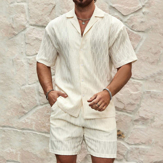 Herren-Sommer-Freizeit-Set mit Kurzarmhemd und passenden Shorts