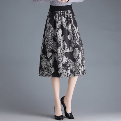 Jacquard Hochtaillierte A-Linien Midirock | Ideal für Alle Jahreszeiten
