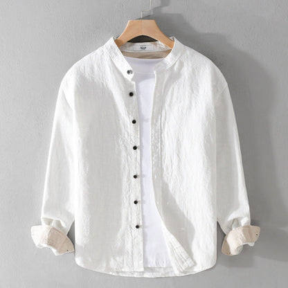 Herren Langarmshirt aus Baumwoll-Leinen Ideal für Frühling und Herbst