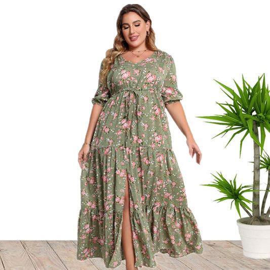 Bohemian Blumendruck Lockeres Kleid mit halben Ärmeln | Ideal für Frühling und Sommer