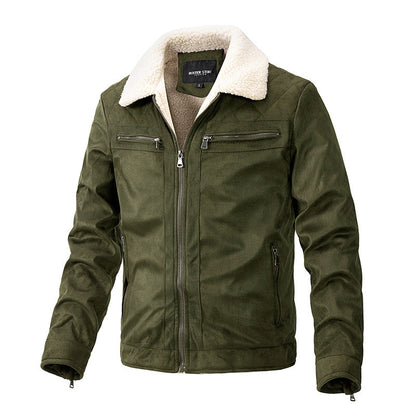Strickjacke mit Reißverschluss und Wildlederoptik mit Berberfleece-Futter | Ideal für Herbst und Winter